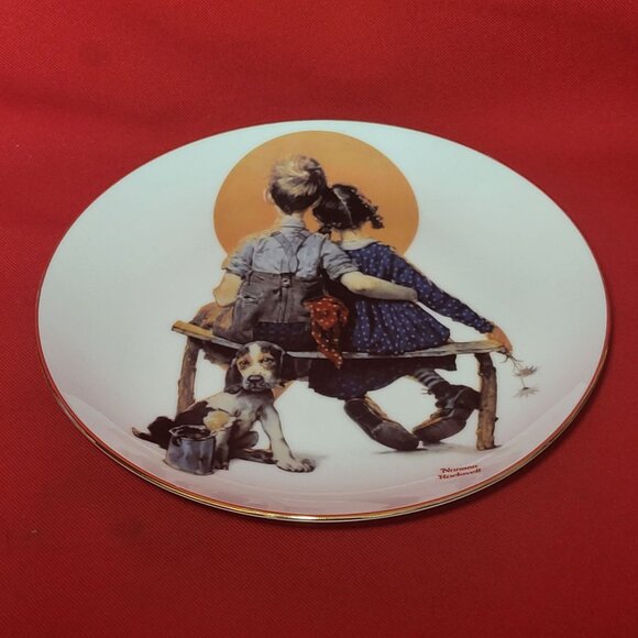 Decorative Plate Puppy Love Norman Rockwell Young Love Danbury Mint 1989 - Picture 5 of 11